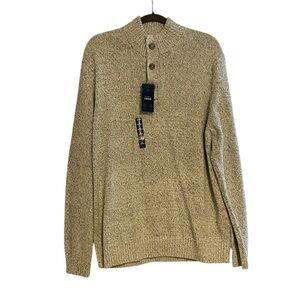 IZOD Men’s Henley Sweater XL NWT – Marled‎ Gray Knit Cotton Blend Pullover
